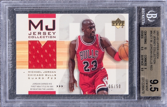 2001-02 Upper Deck MJ Jersey Collection #MJC1 Michael Jordan Red Bulls Patch (#6/50) - BGS GEM MINT 9.5